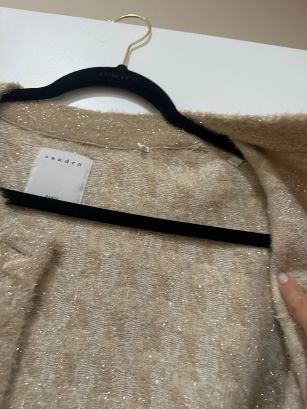 Sandro Beige Textured Tweed Button Jacket - Picture 5 of 9